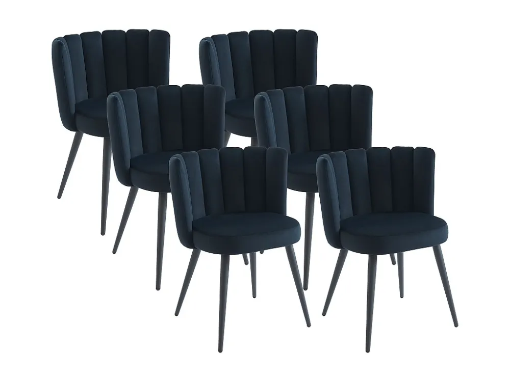 Set van 6 stoelen van velours en metaal - Zwart - PRANILA PASCAL MORABITO