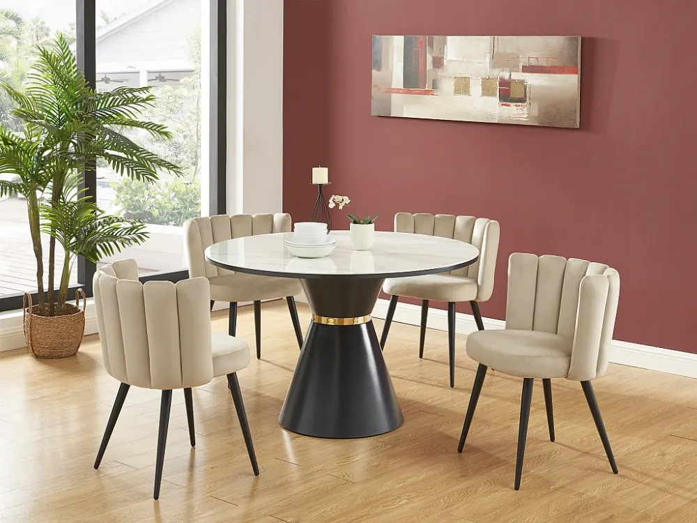 Set van 2 stoelen van velours en zwart metaal - Beige - PRANILA PASCAL MORABITO