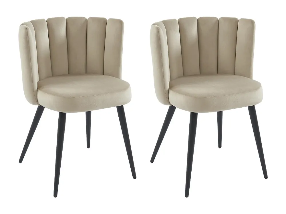 Set van 2 stoelen van velours en zwart metaal - Beige - PRANILA PASCAL MORABITO