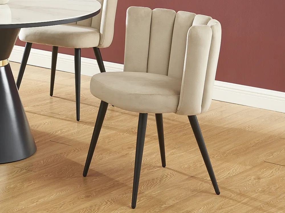 Set van 6 stoelen van velours en zwart metaal - Beige - PRANILA PASCAL MORABITO