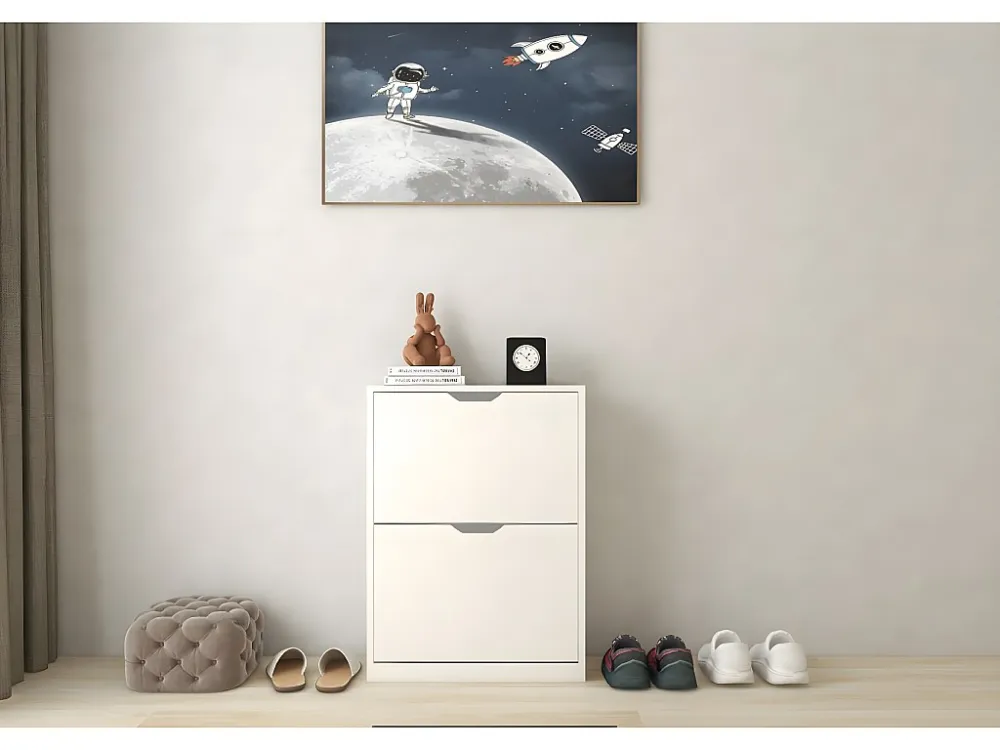 Schoenenkast "Brighton" wit met 2 deuren en praktische opbergruimte - 60 x 23,8 x 81,5 cm Habitat et jardin