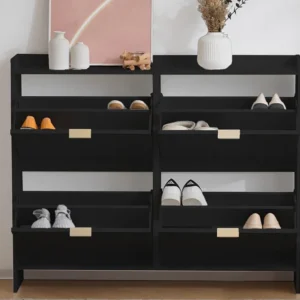 Moderne schoenenkast - 4 klapvakken - Zwart ModernLuxe