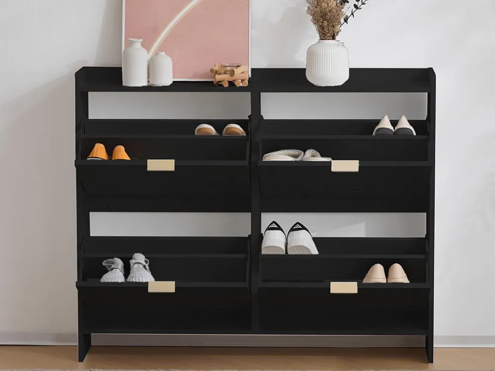 Moderne schoenenkast - 4 klapvakken - Zwart ModernLuxe
