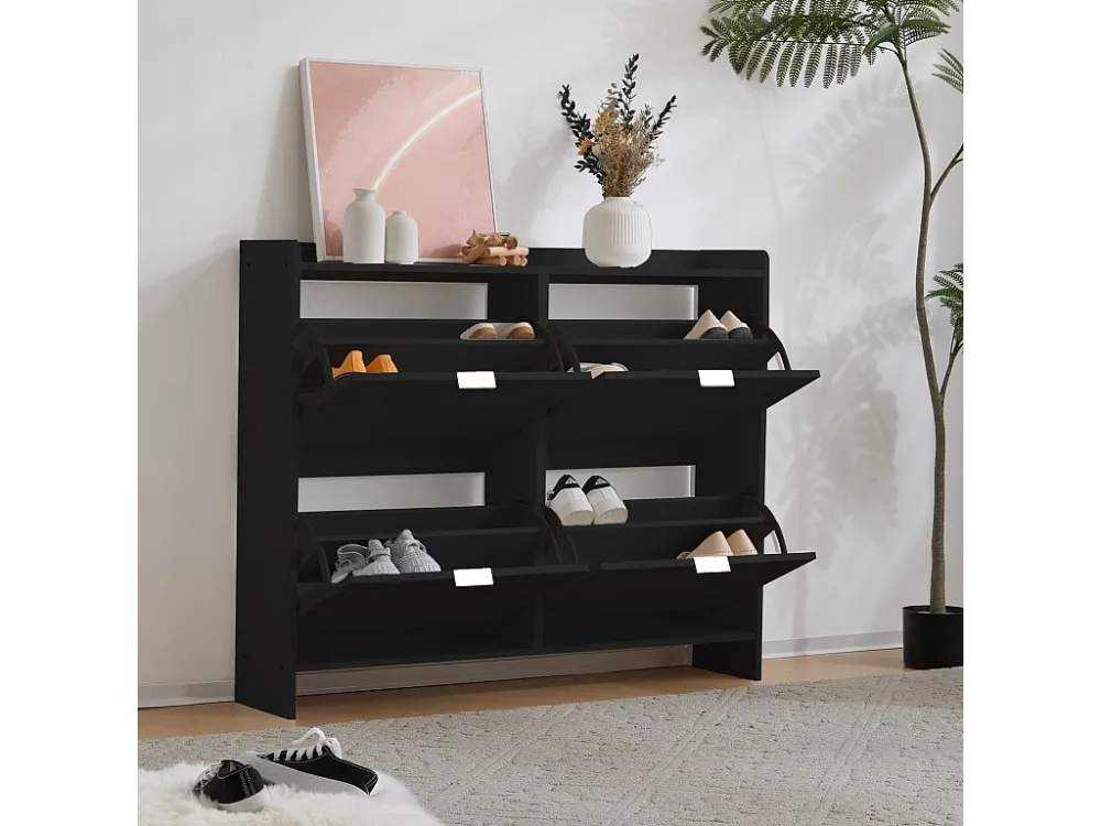 Moderne schoenenkast - 4 klapvakken - Zwart ModernLuxe