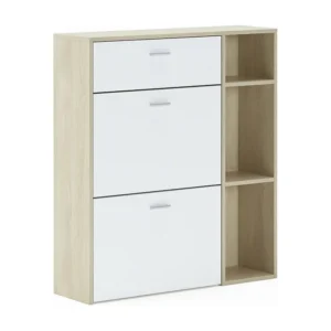 Zapatero Furniture, Windmodel, 90x26x101.5cm, TEGROEP HALL EN HALL, Eik en wit, Moderne stijl Skraut Home
