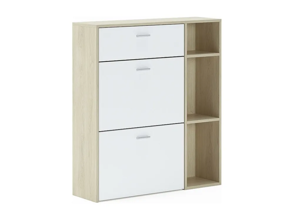 Zapatero Furniture, Windmodel, 90x26x101.5cm, TEGROEP HALL EN HALL, Eik en wit, Moderne stijl Skraut Home
