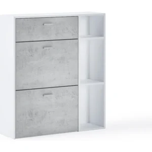 Zapatero Furniture, Windmodel, 90x26x101.5cm, TEGROEP HALL EN HALL, Wit en cement, Moderne stijl Skraut Home