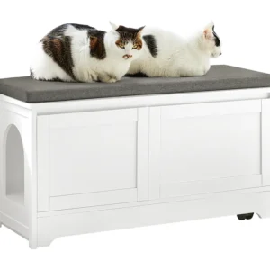 SoBuy FSR136-W Kattenhuis, Katten Bench, Kattenbak Kast, kattenbakkast, Schoenenbank, Schoenenrek, Schoenenkruk