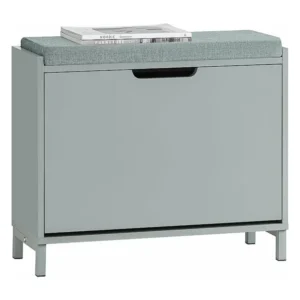 SoBuy Schoenenbank, schoenenopberger, schoenenkast, gangmeubel, kist met 1 klep en 1 kussen, grijs, L60xD24xH52 cm, FSR151...