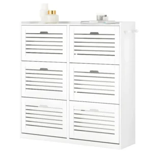 SoBuy Schoenenkast met 6 kleppen, schoenenopbergeenheid, schoenenkastopbergkist met 2 haken, grote capaciteit voor entree,...
