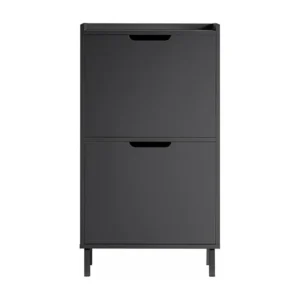 SoBuy Schoenenkast Schoenenopbergkast met 2 kleppen Schoenenkast Schoenenkast Entreekast Schoenenopberger – Zwart, 50x19x9...