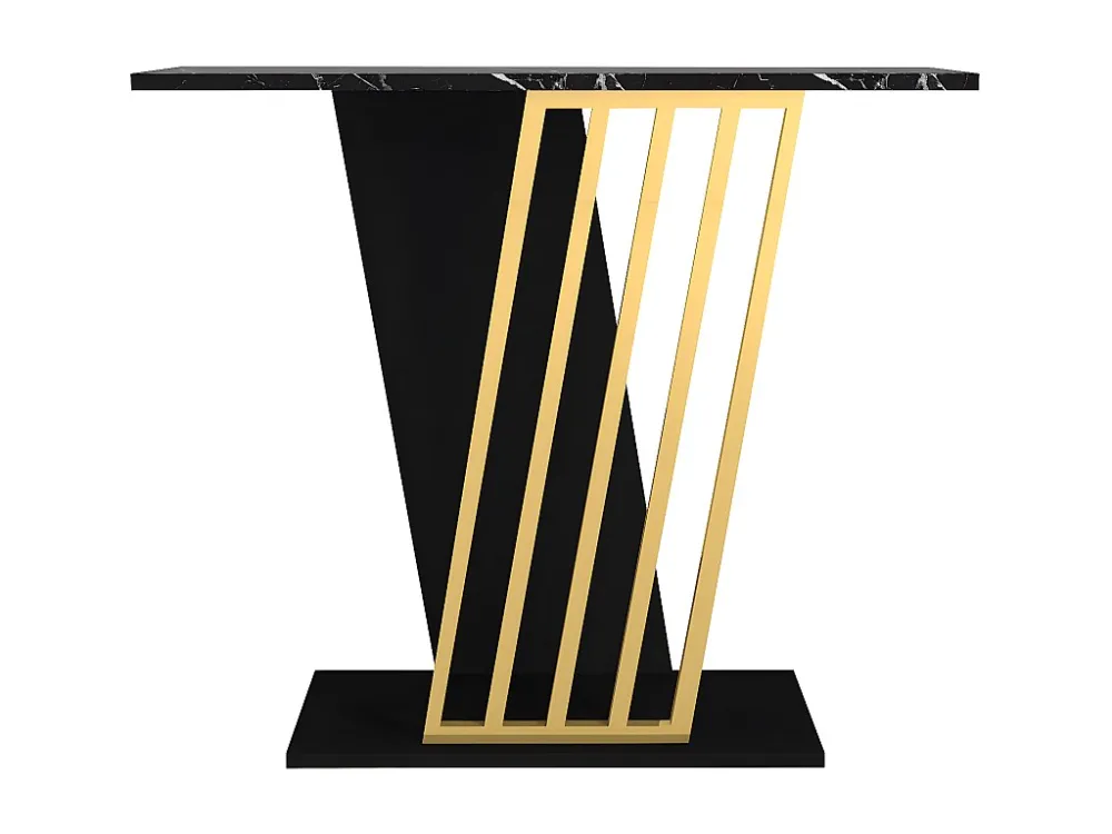 Consoletafel - Kleur: zwart marmereffect en goud - ORSONA