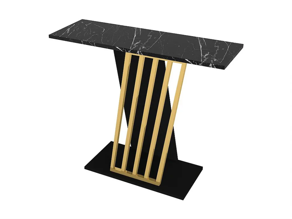 Consoletafel - Kleur: zwart marmereffect en goud - ORSONA