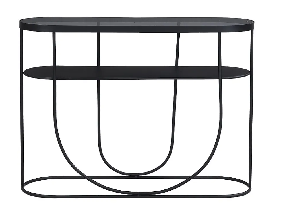 Consoletafel met 1 plank van metaal en gerookt glas - Zwart en transparant - PRETORIA