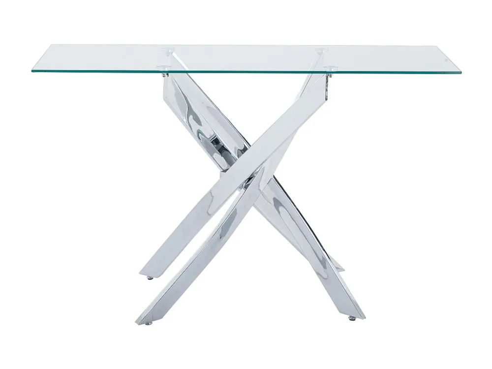 Consoletafel van gehard glas en chroomkleurig metaal - Transparant - COSIMA