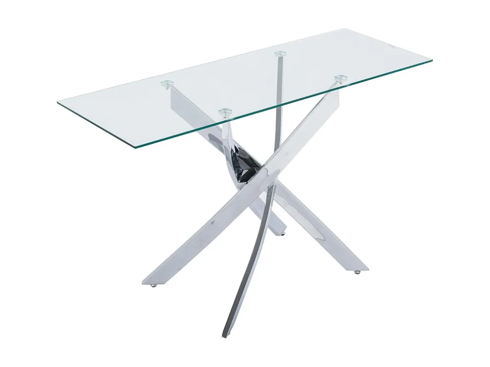 Consoletafel van gehard glas en chroomkleurig metaal - Transparant - COSIMA