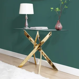 Consoletafel van gehard glas en goudkleurig metaal - Transparant - COSIMA