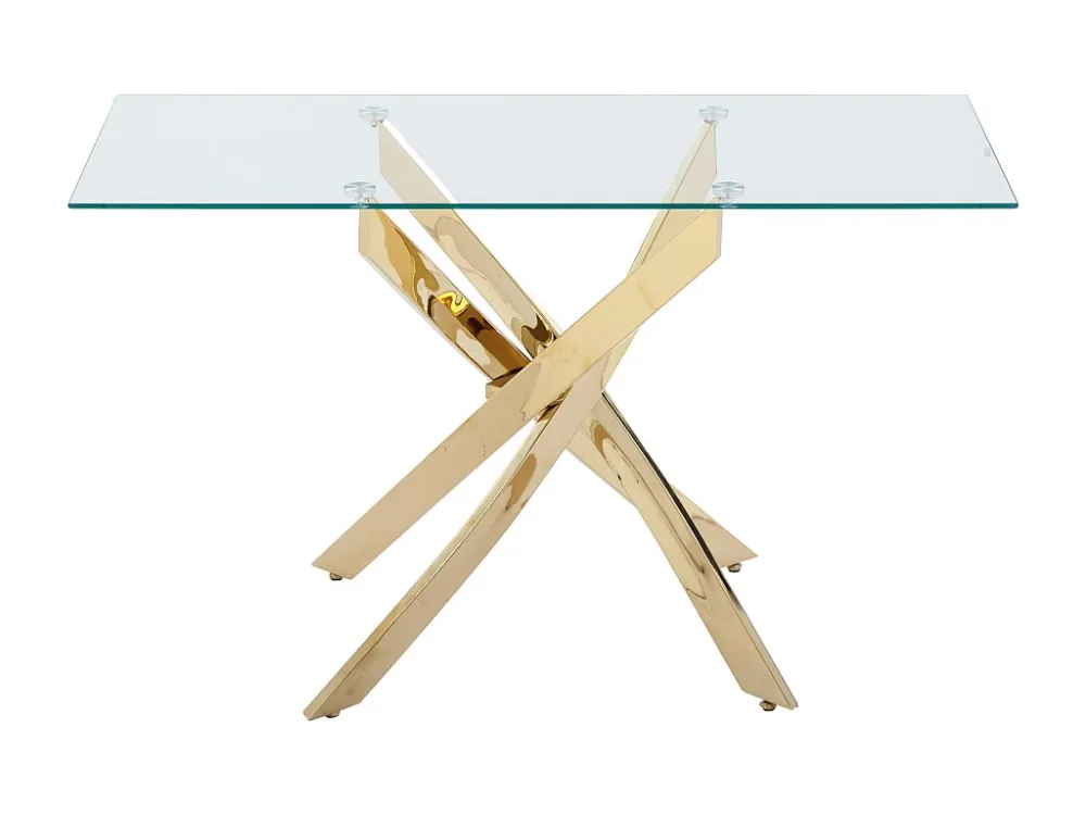Consoletafel van gehard glas en goudkleurig metaal - Transparant - COSIMA