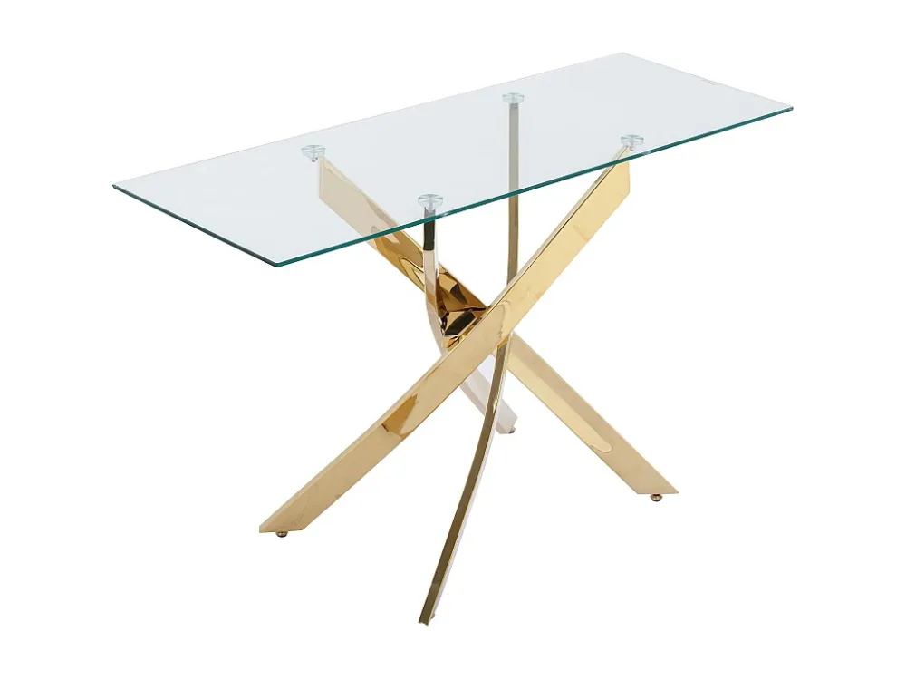 Consoletafel van gehard glas en goudkleurig metaal - Transparant - COSIMA