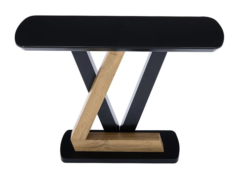 Consoletafel van mdf - Naturel en zwart - BANEMIA