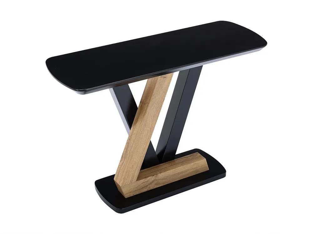 Consoletafel van mdf - Naturel en zwart - BANEMIA