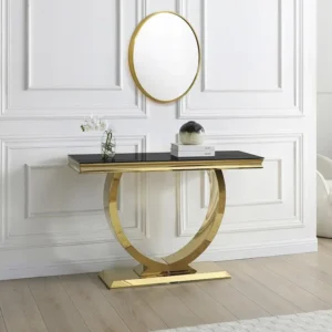 Consoletafel van gehard glas en roestvrij staal - Goudkleurig en zwart - ROWAN van Pascal Morabito