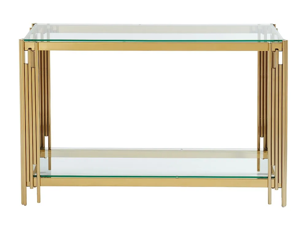 Consoletafel van gehard glas en roestvrij staal - Goudkleurig - NOMELANO PASCAL MORABITO
