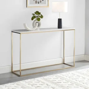 Design sidetable ARETHA - Marmer en metaal - Wit en goudkleurig - Koop nu goedkoop online PASCAL MORABITO