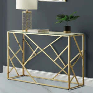 Sidetable ATHENA - Gehard glas en staal - Goudkleurig PASCAL MORABITO