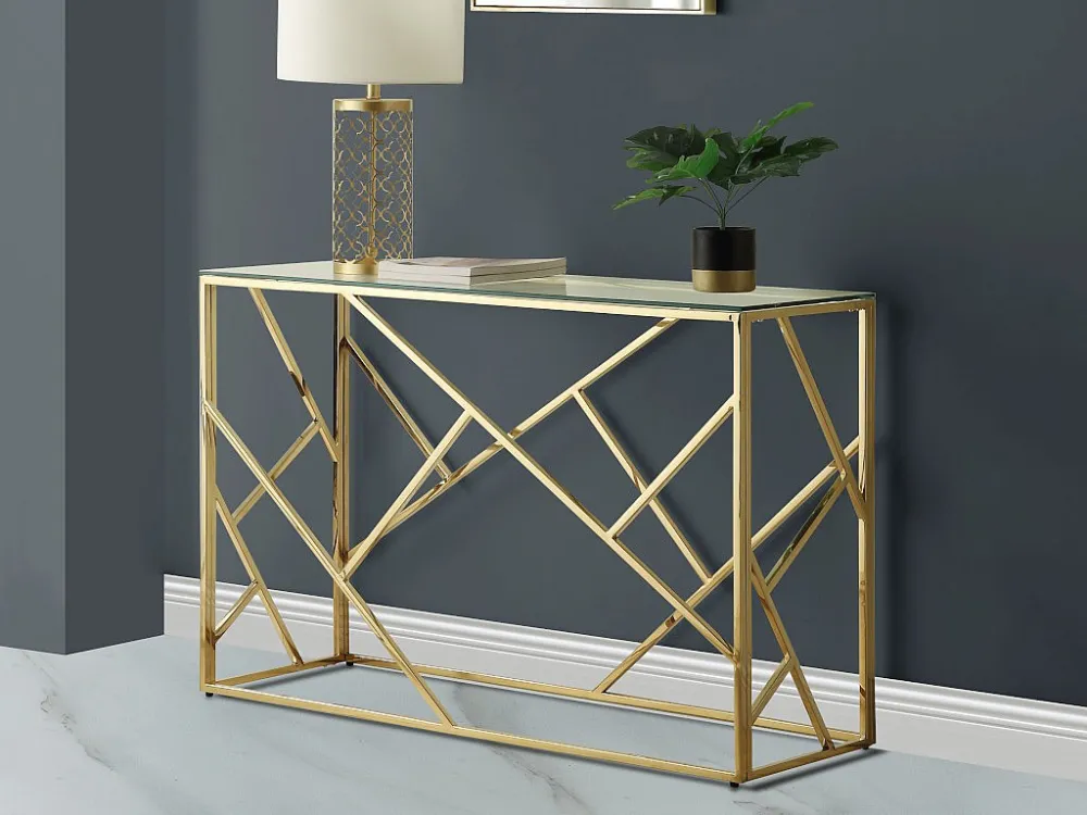 Sidetable ATHENA - Gehard glas en staal - Goudkleurig PASCAL MORABITO