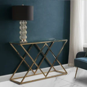 Sidetable CHARLOTTE - Gehard glas en staal - Goudkleurig PASCAL MORABITO