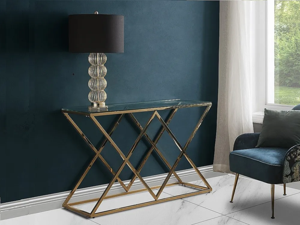 Sidetable CHARLOTTE - Gehard glas en staal - Goudkleurig PASCAL MORABITO
