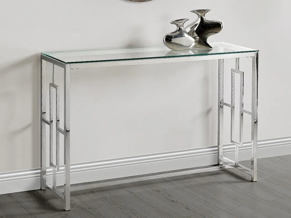 Sidetable CLOTILDE - Gehard glas en staal - Chroomkleurig PASCAL MORABITO