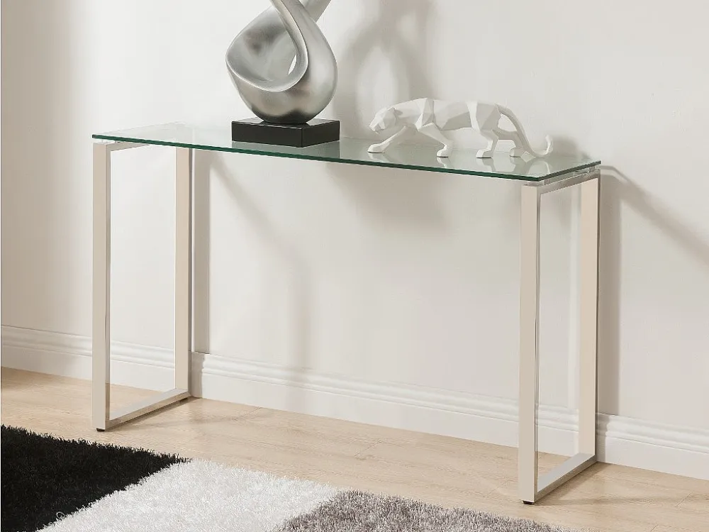 Sidetable FREYA - Gehard glas en gechroomd metaal