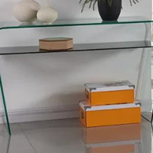 Sidetable KELLY - Gehard glas - zwart gelakt blad
