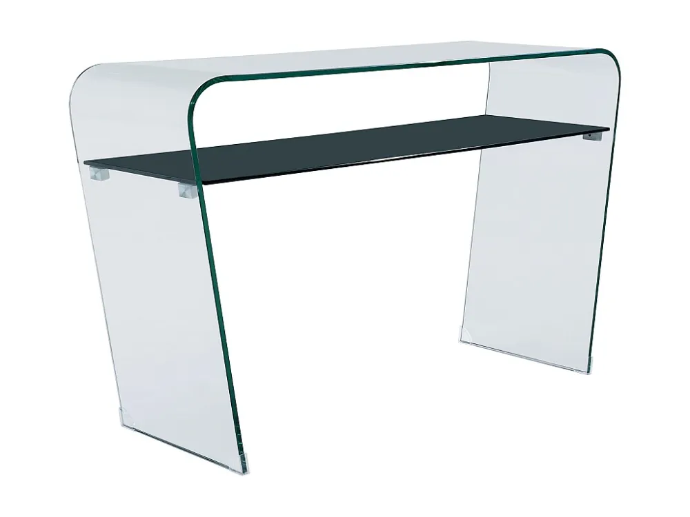 Sidetable KELLY - Gehard glas - zwart gelakt blad