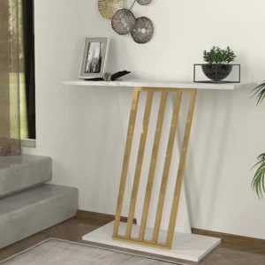 Sidetable - Kleuren: look van wit marmer en goud - ORSONA