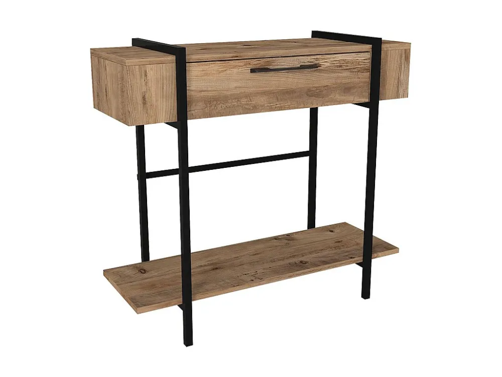 Sidetable met 1 deurtje en 1 legplank - Lichte houtlook en zwart - CHENOA - Koop nu online