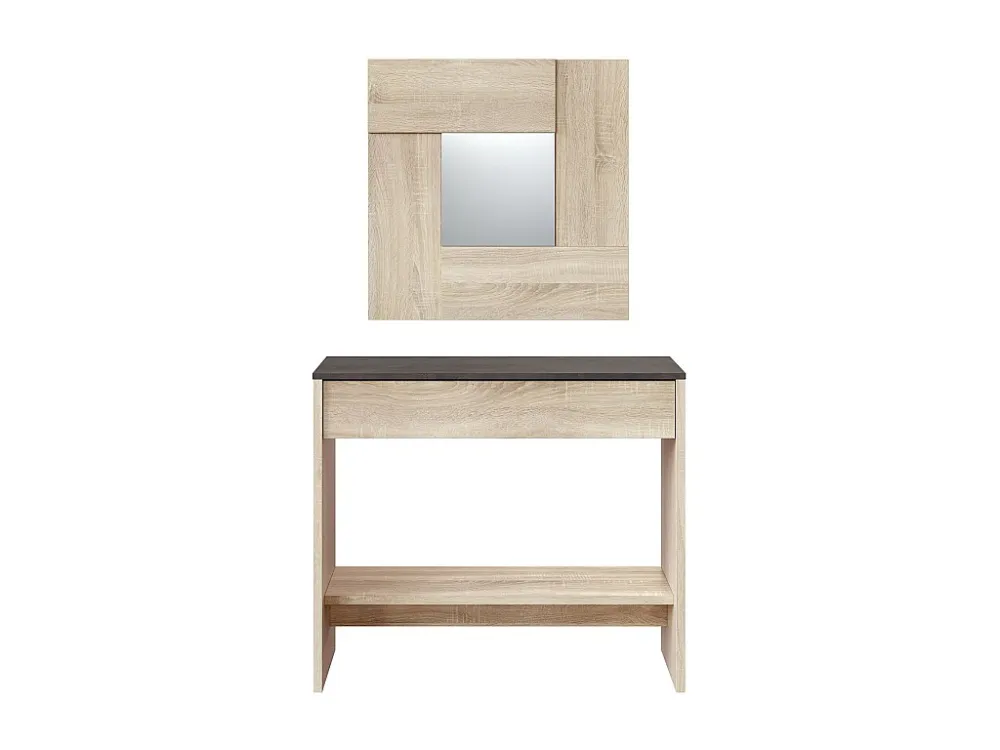Halmeubel Pablo 1 lade + spiegel, eiken en roestkleur VS Venta-stock