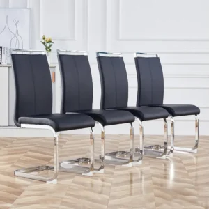 Chaise à piétement luge Lot de 4 - Piétement en métal chromé Pouvant supporter jusqu'à 120 kg Rembourrage souple avec...