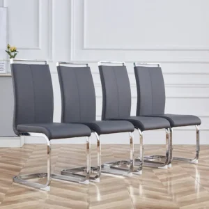 Chaise à piétement luge Lot de 4 - Piétement en métal chromé Pouvant supporter jusqu'à 120 kg Rembourrage souple avec...