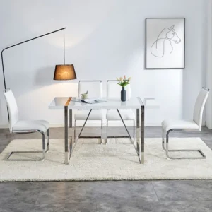Chaise de salle à manger moderne lot de 2 - Chaise piétement haut dossier rembourré rayures transversales dossier pour sal...