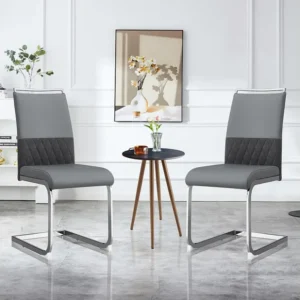 Chaise de salle à manger moderne lot de 2 - Chaise piétement haut dossier rembourré rayures transversales dossier pour sal...