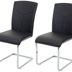 Eetkamerstoel MCW-F36 (set van 2), kunstleer, zwart