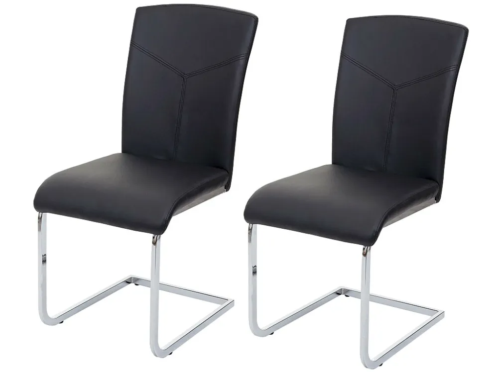 Eetkamerstoel MCW-F36 (set van 2), kunstleer, zwart