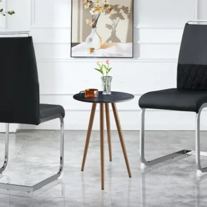 Set van 2 eetkamerstoelen - Linnen en PU leer - Metalen poten - Zwart en grijs - BLITZ Merax