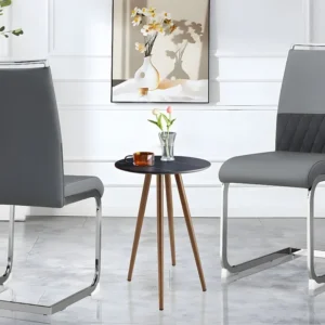 Set van 2 eetkamerstoelen - kunstleer en linnen rugleuning - grijs ModernLuxe