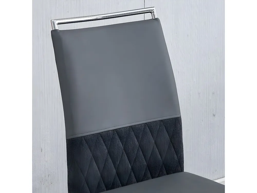 Set van 2 eetkamerstoelen - kunstleer en linnen rugleuning - grijs ModernLuxe