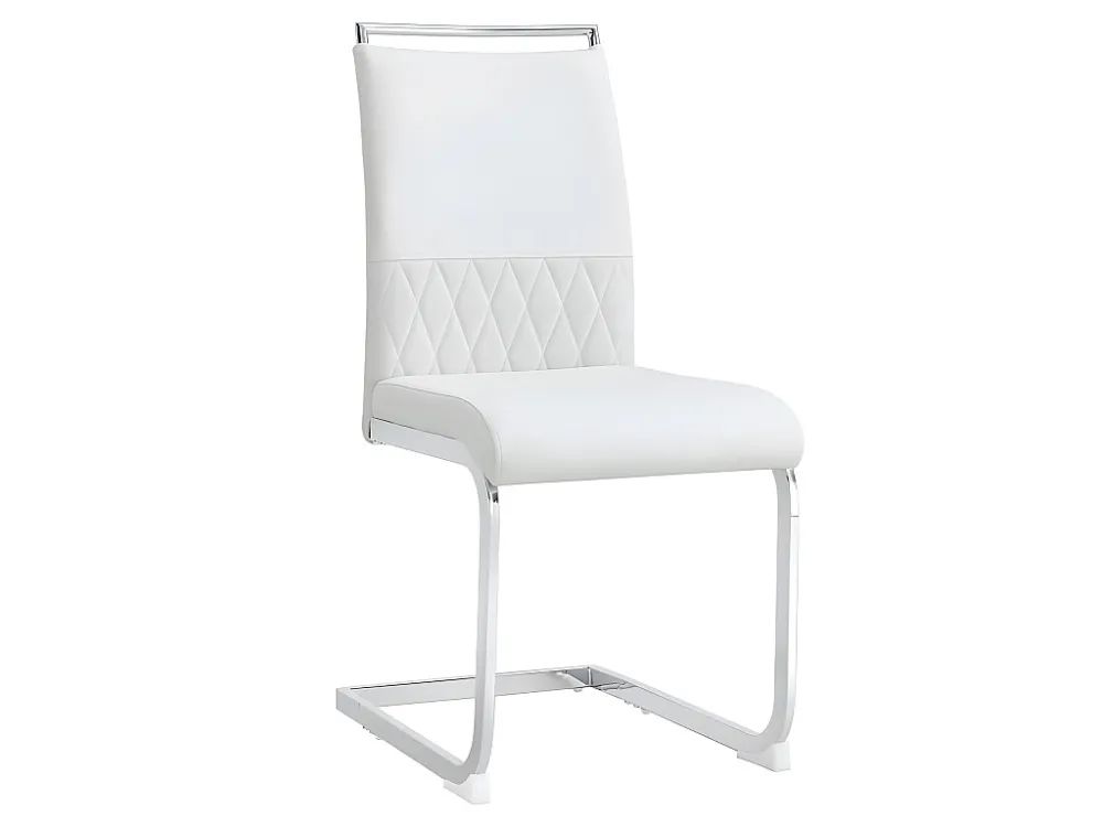 Set van 2 eetkamerstoelen - kunstleer en linnen rugleuning - wit ModernLuxe