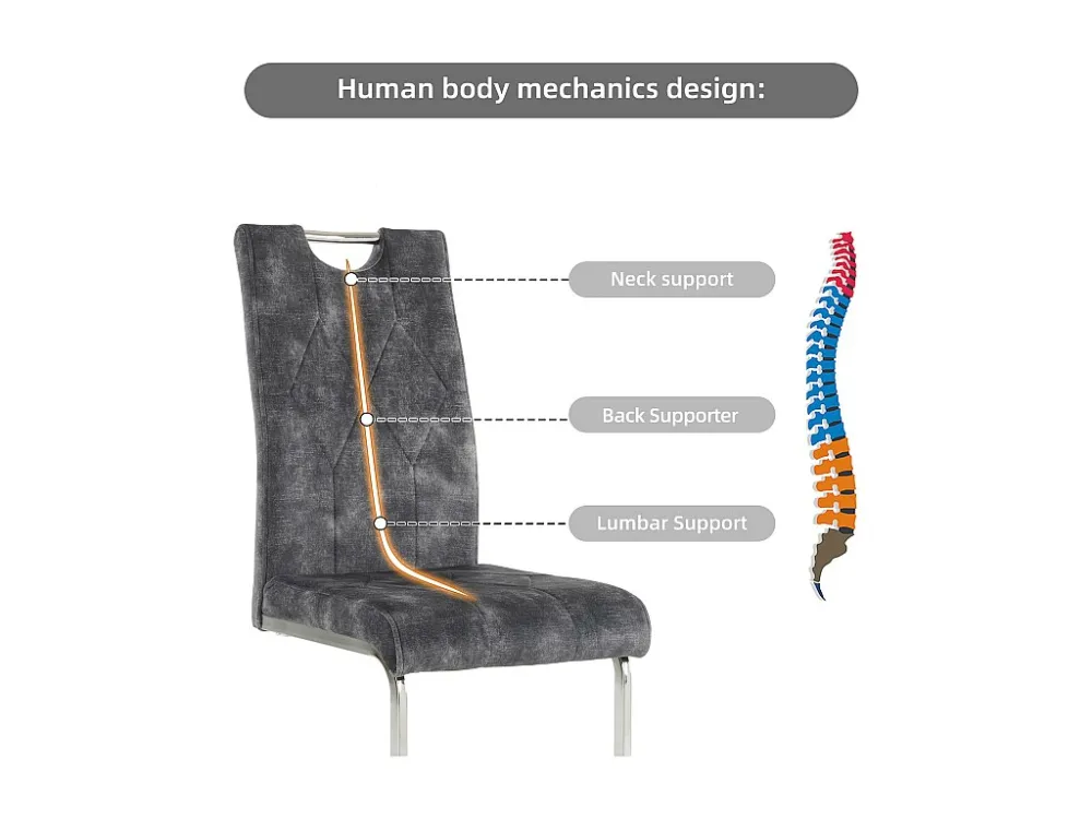 Set van 4 fluwelen sledestoelen - zilver stalen poten - ruitpatroon - Grijs ModernLuxe